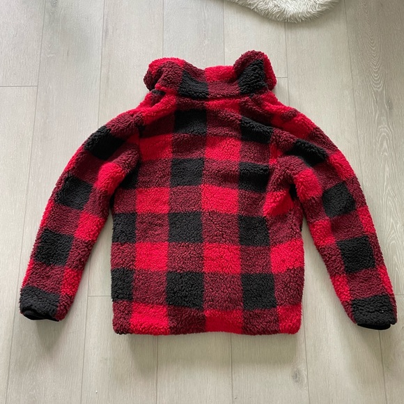 Knox Rose Buffalo Plaid Sherpa Jacket Sz Small - Picture 2 of 3